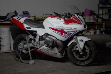 BMW Motorbike in a warehouse, before the photo shoot